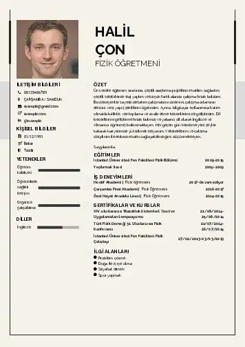 Fizik Öğretmeni CV Örnekleri cv indir